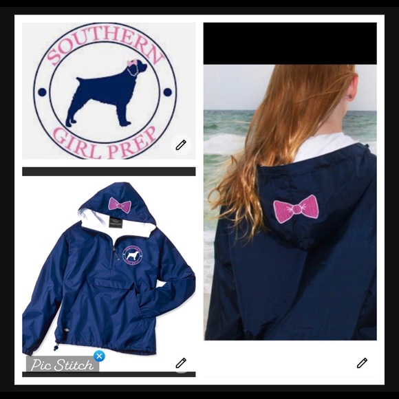 Southern Girl Prep Charles River Rain jacket navy - Picture 1 of 11